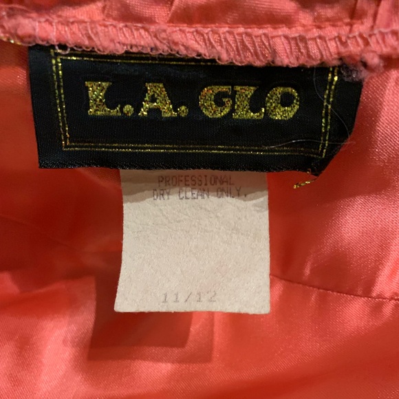 VTG LA Glo Size 11/12 Pink Strapless Glam Dress With Bow - Picture 9 of 10